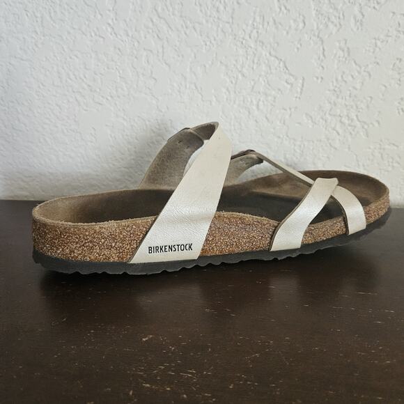Birkenstock Mayari Sandals Womens 9 Leather Cream Pearl Slip On Shoes Comfort - Picture 7 of 12